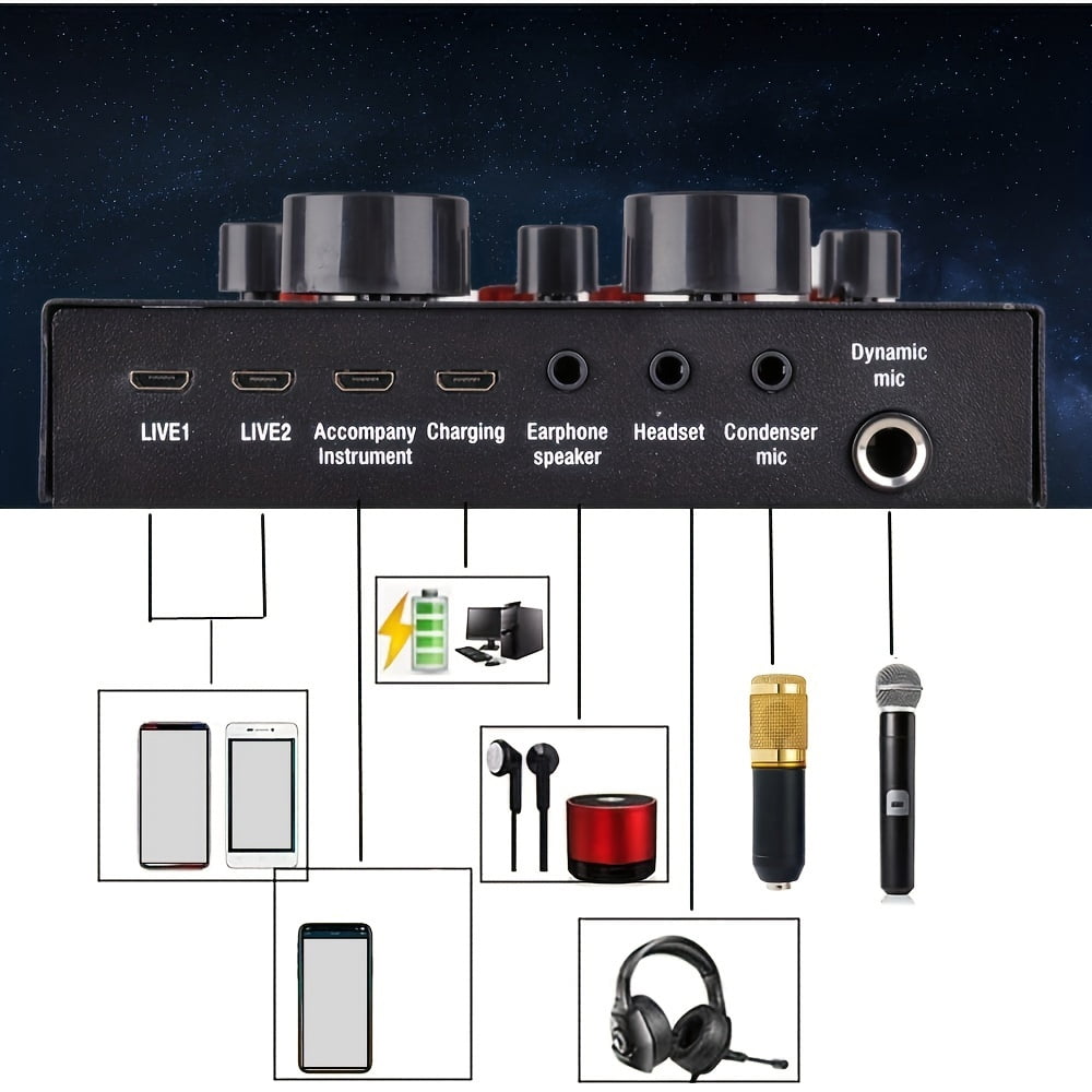 Podcast Equipment Set, Wired Microphone, BM800 Podcast Condenser Microphone And V8 Sound Card, Voice Changer-audio Interface - Suitable for Recording, Singing, Streaming Media And Games.