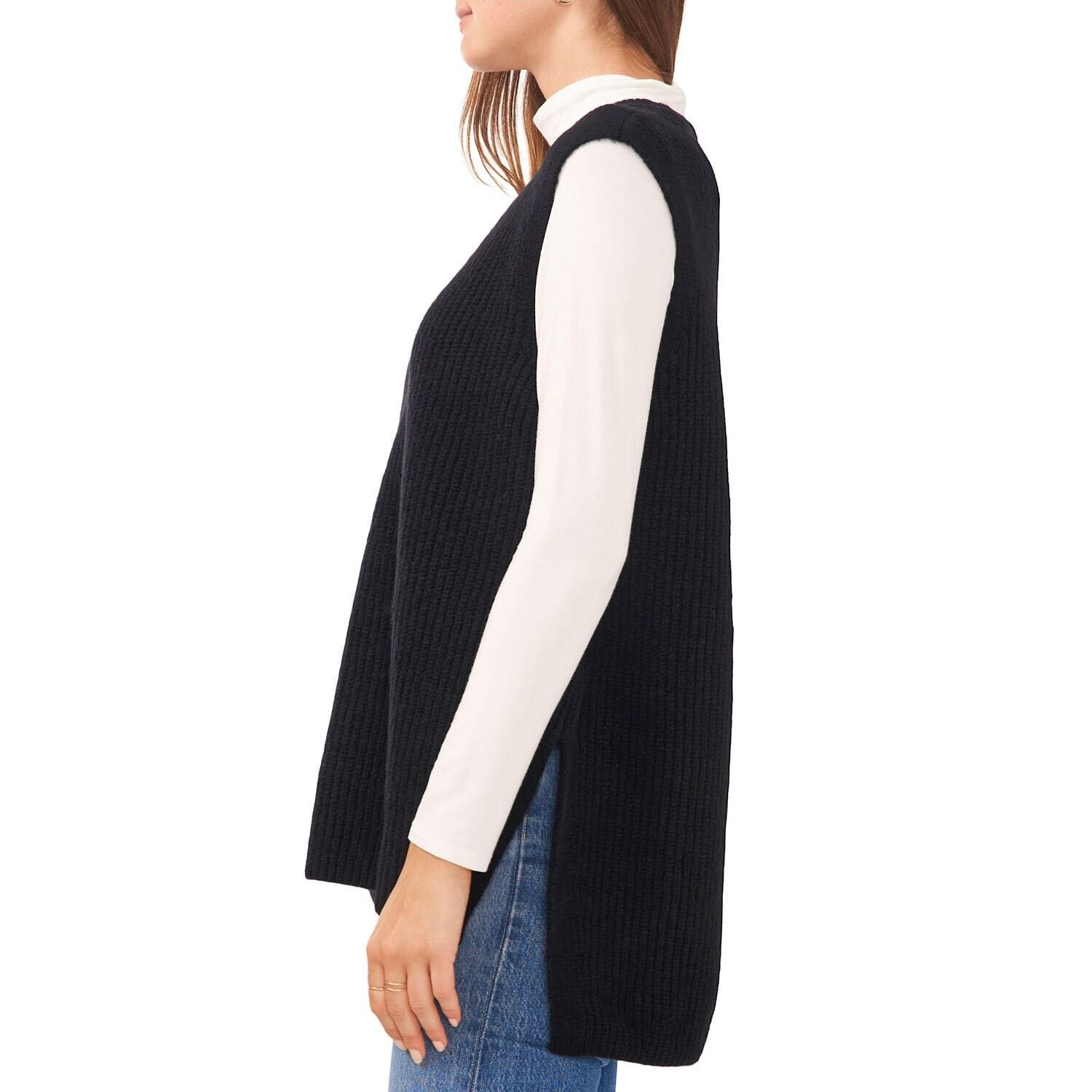 Viottiset Women's Oversized Fuzzy Sweater Vest - V Neck Sleeveless Tunic Pullover