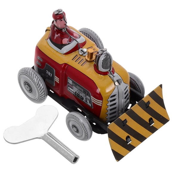 OUNONA Retro Snow Plow Truck Wind-Up Toy For Photography Vintage Clockwork Car Unique For Boys And Girls Home Decor