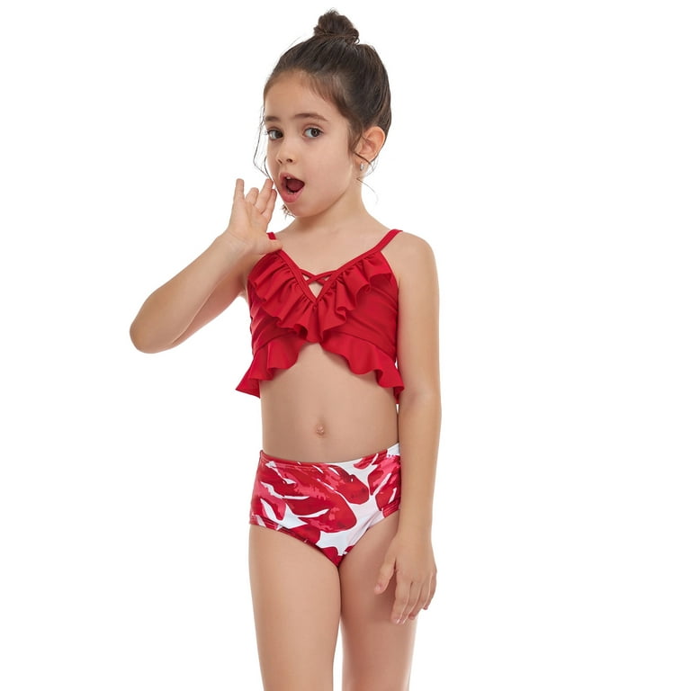 Two Pieces Swimsuits for Baby Girl Bathing Suits Bikini Set Beach Swimwear  Kids Swimsuit Ruffles Floral Suits