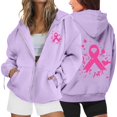 thumbnail image 4 of Breast Cancer Hoodies Women Ribbon Graphic Breast Cancer Awareness Coat Long Sleeve Full Zip Up Hoodies Coat, 4 of 8