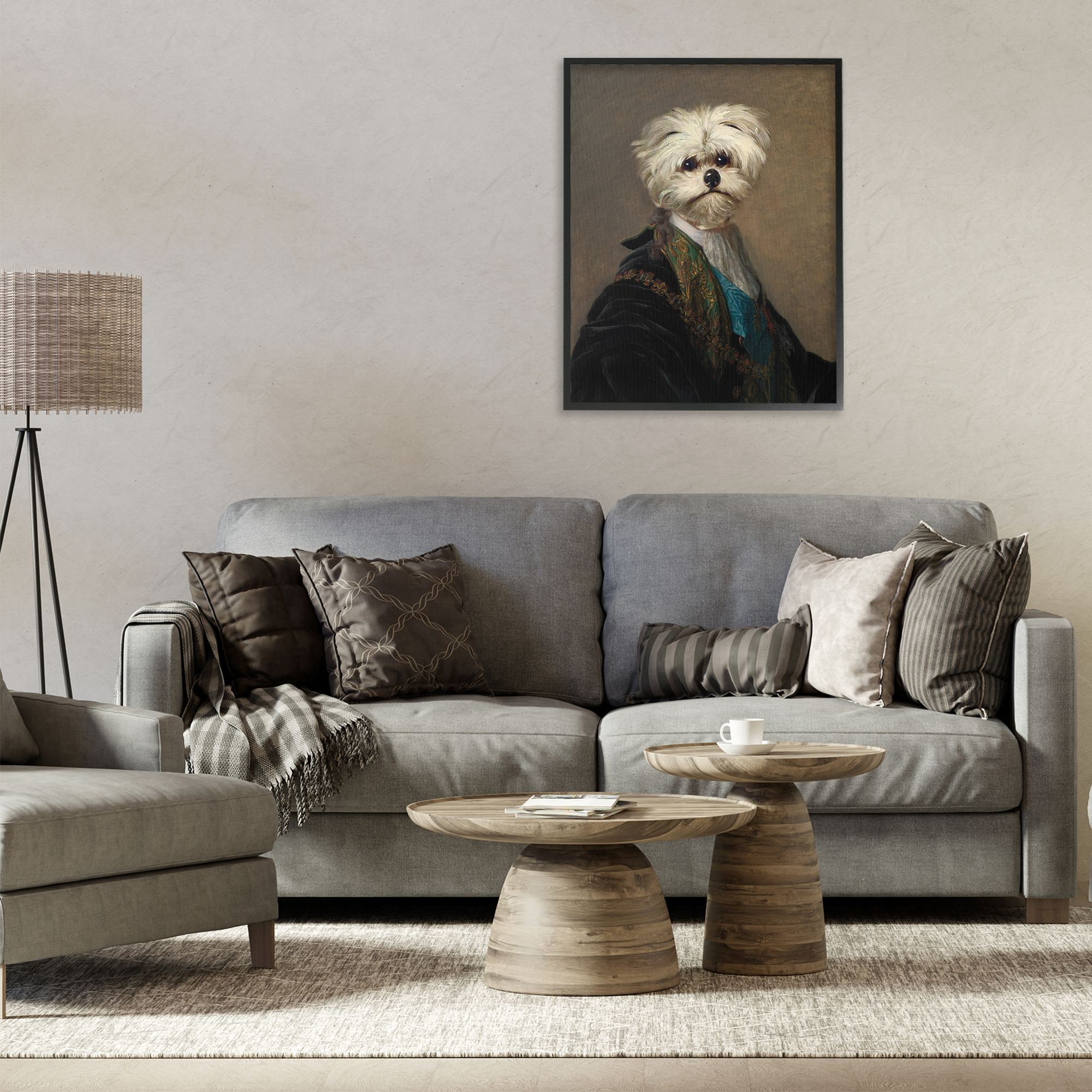 Stupell Industries Regal Bichon Frise Portrait Animals & Insects Painting Black Framed Art Print Wall Art, 24 x 30