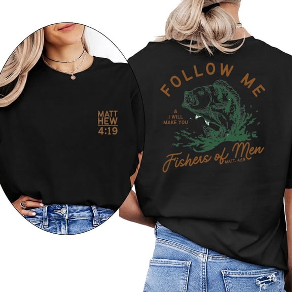 Fishing & Bible of Men Graphic Tees Retro Christian Print T Shirts Short Sleeve Casual Cotton Tops for Daily Outfits Black,M