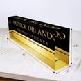 thumbnail image 3 of Artblox Office Desk Name Plate Personalized | Custom Name Plates for Desks on Acrylic Glass Decor | Office Desk Decor Nameplate | Desk Accessories | Black Gold Stripe - (8"x2.5"), 3 of 5