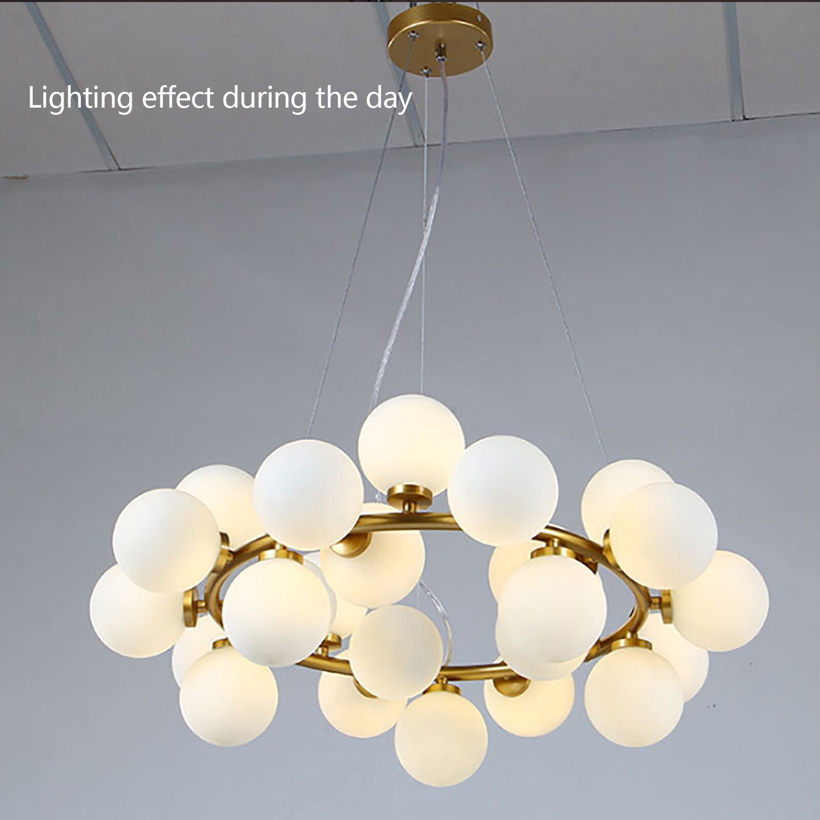 Decorative Milky White Chandelier, Ceiling Mount Pendant Light Fixture for Lobby, Restaurant 110V