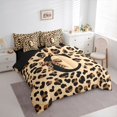 thumbnail image 2 of Castle Fairy Leopard Bow Letter C Twin Bedding Sets 7-Piece for Girls,Cheetah Print Bedding Comforter Set,Black Reversible, 2 of 7