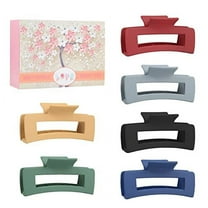 Genwiss 4 Inch Large Rectangular Hair Clips for Thick Hair, 6 Pcs Nonslip Acrylic Banana Jaw Clips