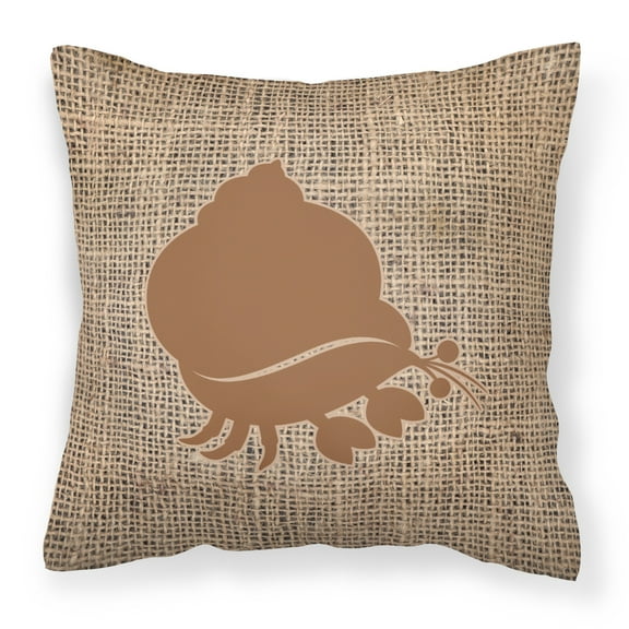 Carolines Treasures BB1102-BL-BN-PW1414 Hermit Crab Burlap and Brown   Canvas Fabric Decorative Pillow BB1102 14Hx14W