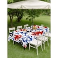 thumbnail image 3 of Outdoor Tablecloth with Umbrella Hole and Zipper, Coastal Crabs Rectangle Table Cloth 60x102 Inch Waterproof Tablecloth, Blue Red Nautical Anchor Lobster Marine Life Picnic Table Cover for Patio, 3 of 7