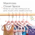 thumbnail image 5 of Sleek Pick Premium Children Hangers Velvet Pink 20 Pack, 7.9 x 13.8” Non-Slip Felt Hangers, Heavy Duty Ultra Slim Kids PreTeen Hangers, Space-Saving Hangers 360 Hooks, Contoured Notched Shoulders, 5 of 8