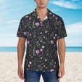 thumbnail image 4 of Balery Watercolor Wildflower 1 Print Men's Hawaiian Shirts Short Sleeve Beach Shirt Relaxed Fit Vacation Button Down Shirts-Small, 4 of 9