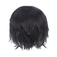 thumbnail image 2 of Peluca de cosplay jinwen peluca corta práctica para fiesta de disfraces de club masculino negro, 2 of 8