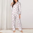 thumbnail image 2 of Fuzoiu Easter bunny footprint Print Women's Long-Sleeved Pajama,Lounge Button Down Nightwear,Womens Notch Collar Pajama Set-Small, 2 of 7