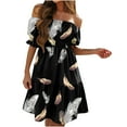 thumbnail image 1 of Vestidos Para Mujer Vestidos Con Hombros Descubiertos Vestido de Manga Corta Con Estampado Erógeno Fruncido Odeerbi  ODB159578, 1 of 5