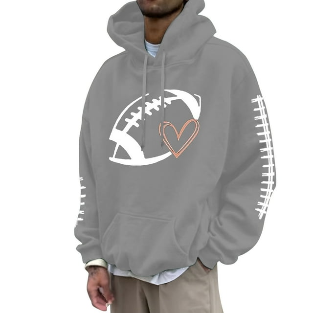 LUOGENLI Chandails à Capuchon pour Hommes Carhartt Blanc Chandail de Sport pour Hommes Fans de Football Vintage Joueur de Rugby Sports Rétro Hommes Chandail à Capuchon à Enfiler Hauts Chandails à Capuchon pour Hommes Coton Graphique Gris1 Taille TTG
