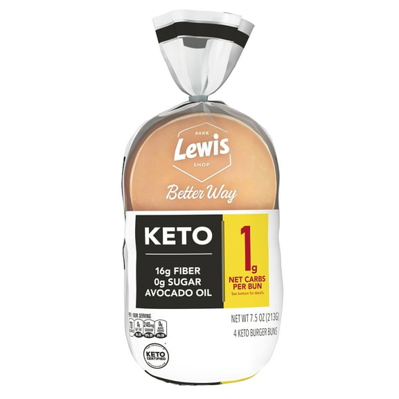 Lewis Bake Shop Better Way Keto White Burger Buns, 7.5 oz, 4 Count