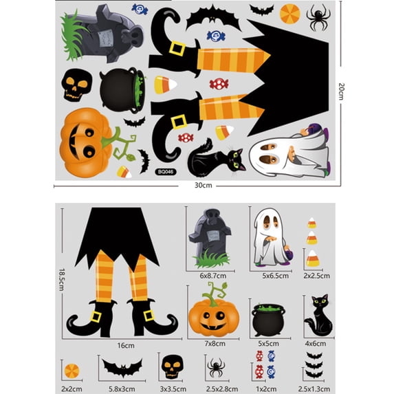 Heitepabg Halloween Window Clings 1 Sheets Halloween Window Stickers Skeleton Ghosts Bats Halloween Decorations for Windows Glass Walls Halloween Haunted House Party Supplies