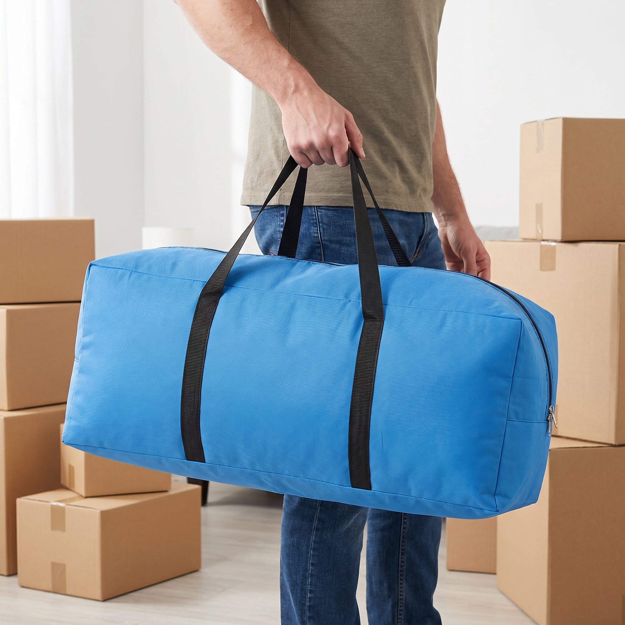 Unique Bargains Zipper Duffel Waterproof Oxford Moving Bag Dark Blue 23.6" x 12.2" x 9.4"