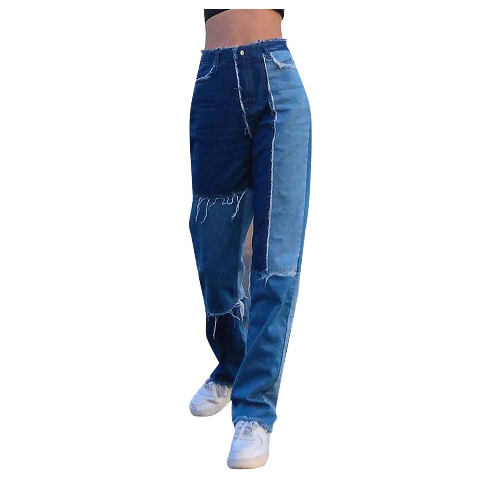 Denim Pants for Women, Patchwork Jean Pants TP49 - TEYXO