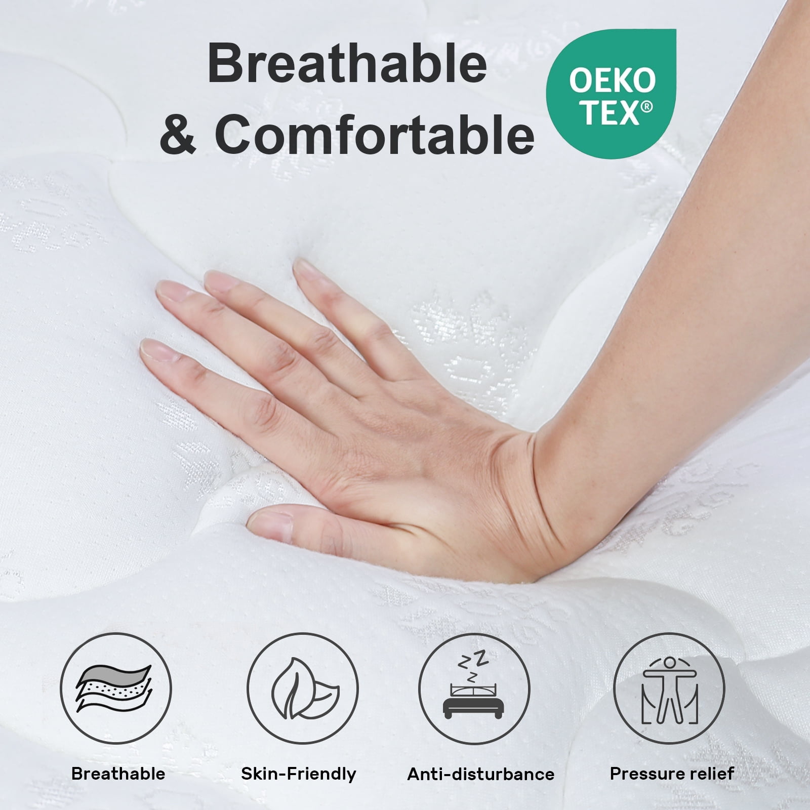 Queen Mattress, VIPLIVE 10 Inch Hybrid Mattress in a Box, Individual Pocket Spring Mattress with Motion Isolation and Pressure Relief