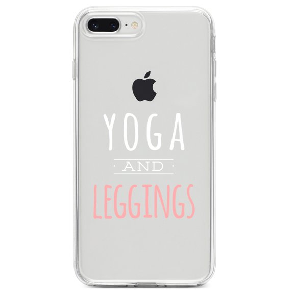 DistinctInk Clear Shockproof Hybrid Case for iPhone 7 PLUS / 8 PLUS (5.5" Screen) TPU Bumper Acrylic Back Tempered Glass Screen Protector - Yoga and Leggings