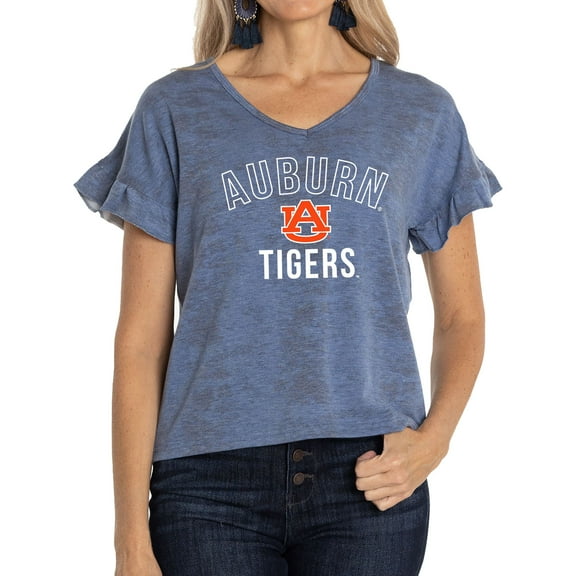 Women's Navy Auburn Tigers Daisy Tri-Blend V-Neck T-Shirt