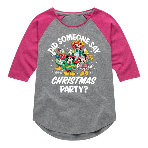 Disney - Did Someone Say Christmas Party - Toddler & Youth Girls Raglan Graphic T-Shirt