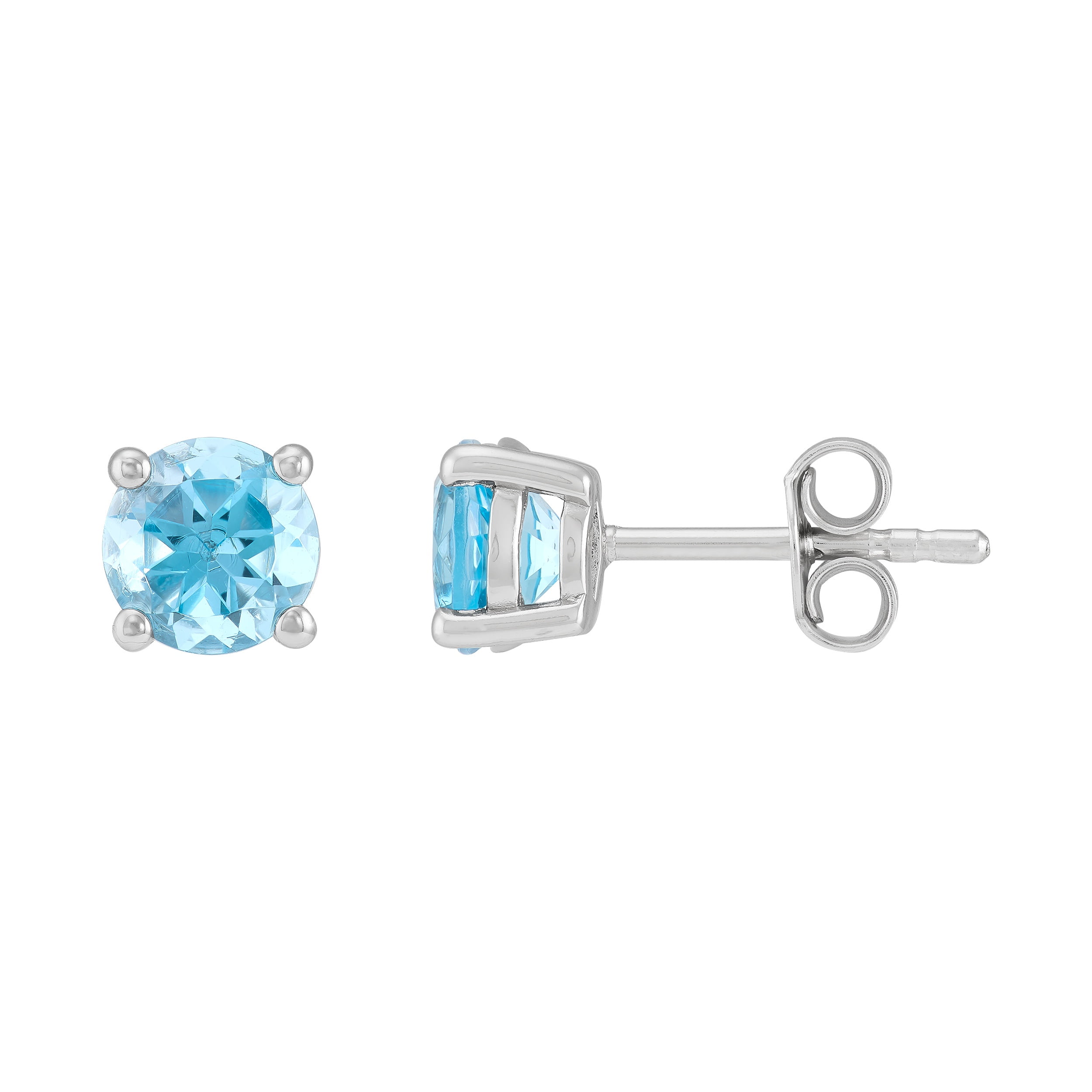 Brilliance Fine Jewelry Oval Blue Topaz Pendant and Round Stud Earrings Set in Sterling Silver
