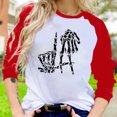 thumbnail image 2 of Camiseta suelta estampada a la moda para mujer, blusa de manga larga, cuello redondo, camisetas informales Pompotops  FGAJ8257, 2 of 5