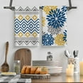 thumbnail image 3 of Sm:)e Blue and Yellow Dahlia Flower Stripe Spring Dish Towels, 4 Count, 3 of 7