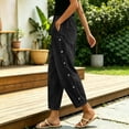 thumbnail image 4 of Women's Baggy Jeans Elastic High Waist Loose Tapered Denim Pants Side Button Detail Y2K Trousers with Pockets Vintage Casual Streetwear Black, 4 of 6