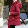 thumbnail image 4 of LEKWK Heavy Winter Coats for Women Zip up Quilted Down Jackets Button up Hooded Warm Padded Coat with Pockets Outerwear, 4 of 6