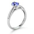 thumbnail image 3 of Gem Stone King 10K White Gold Blue Tanzanite Solitaire Engagement Ring for Women (0.75 Cttw, Oval 7X5MM, Gemstone December Birthstone, Size 5), 3 of 4