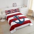 thumbnail image 4 of Erosebridal Blue Anchor Comforter Sets Queen Size,Ocean Sea Bedding Queen Comforter Set,Nautical Room Decorative,Reversible,3Pcs, 4 of 8