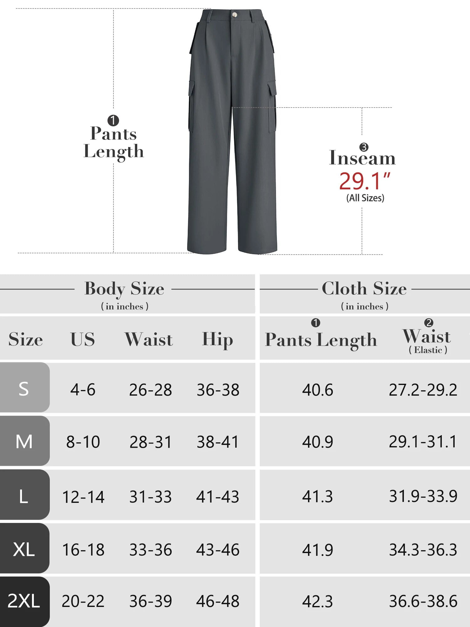 Chiclily High Waist Stretch Cargo Pants Apricot 2XL Women Casual