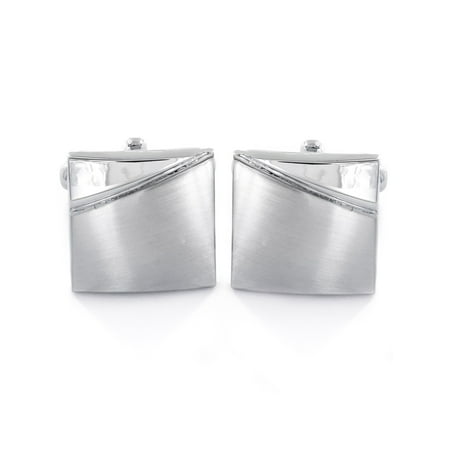 Brushed and Polished Finish Square Cuff Links (15mm)