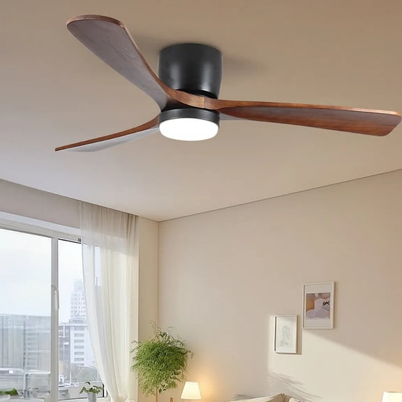 Arturesthome Nordic Style Solid Wood Ceiling Fan Light Variable Frequency Adjustable Speed Living Room Light