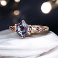 thumbnail image 3 of DBESTSTUDIOS 7 MM / Hexagon Cut Alexandrite Engagement Ring Women Crescent Moon Ring Art Deco Stacking Ring Birthday Gift For Her Purple Amethyst Gold Ring, 3 of 3