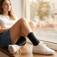 thumbnail image 2 of Lsupdaol 6 Pairs Non Binding Loose Fit Ankle Socks - Seamless Wide Thin Crew Socks with No Elastic Top for Men & Women, Plus, 2 of 6