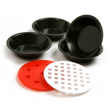 4 MINI PIE PANS W/2 TOP CUTTERS
