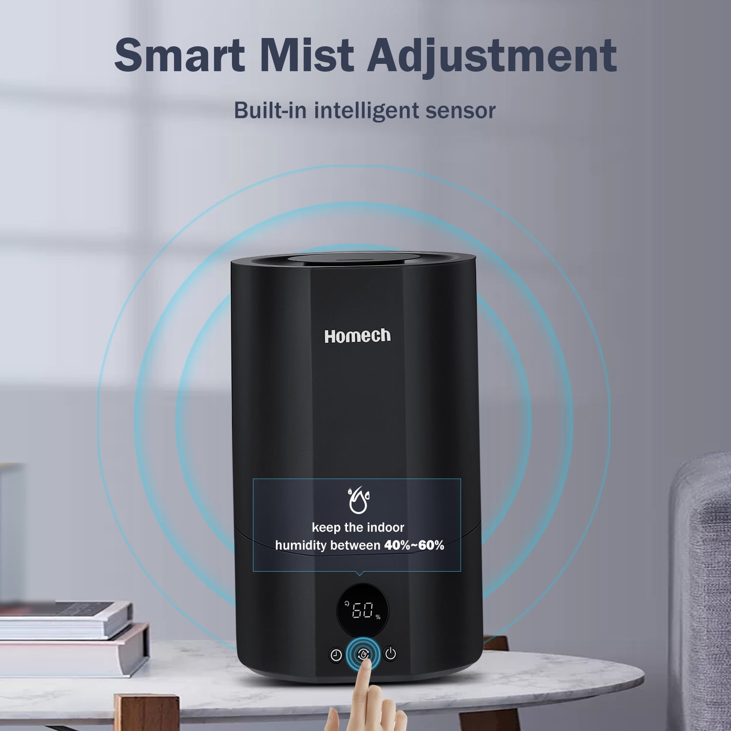 Buy Homech Humidifier Top Fill(1 Gal/4L)Cool Mist Quiet Ultrasonic Air