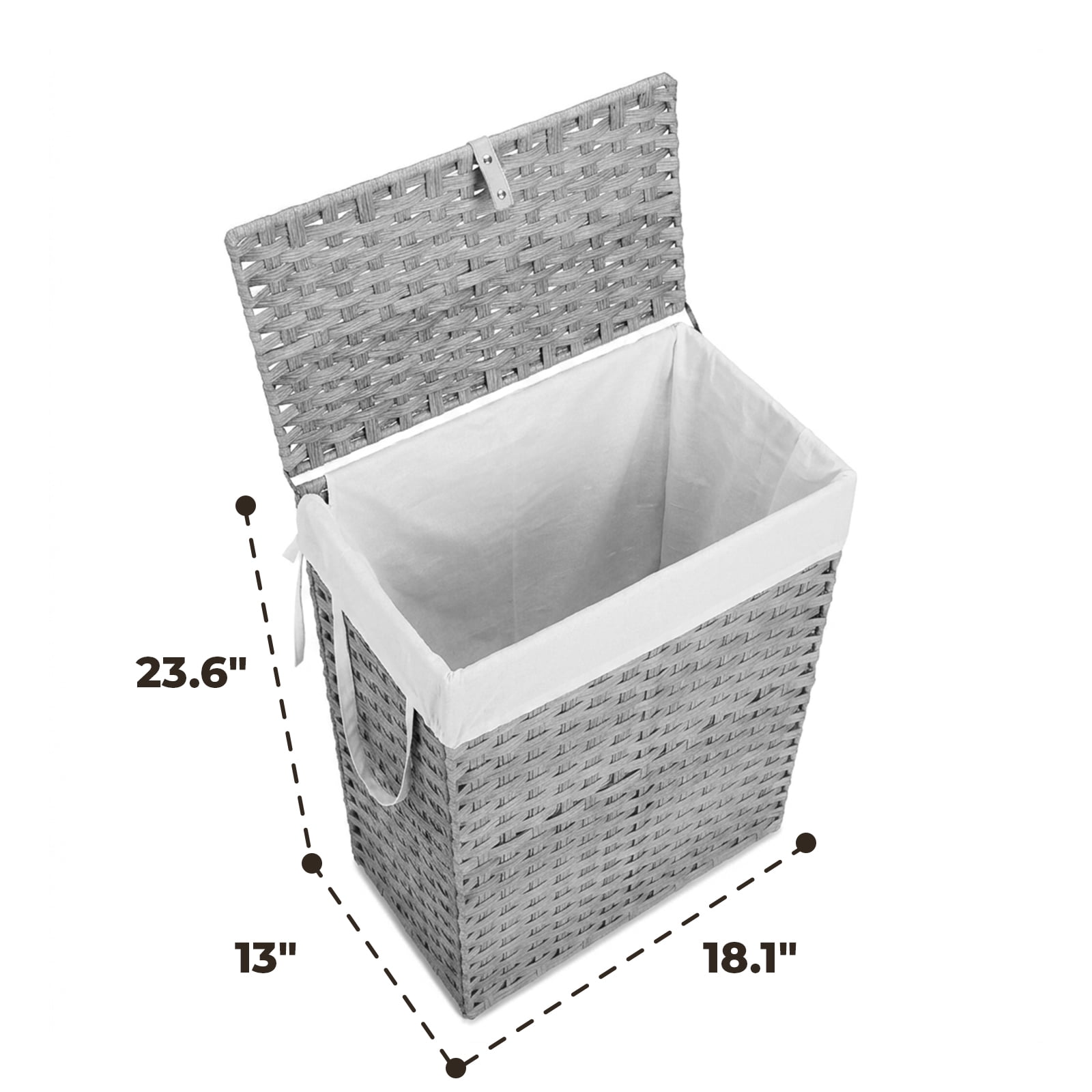 Alvantor 90L/110L Laundry Hamper with Lid, No Install Needed, Synthetic Rattan Clothes Laundry Basket with Lid and Handles, Foldable, Removable Liner, with Handles