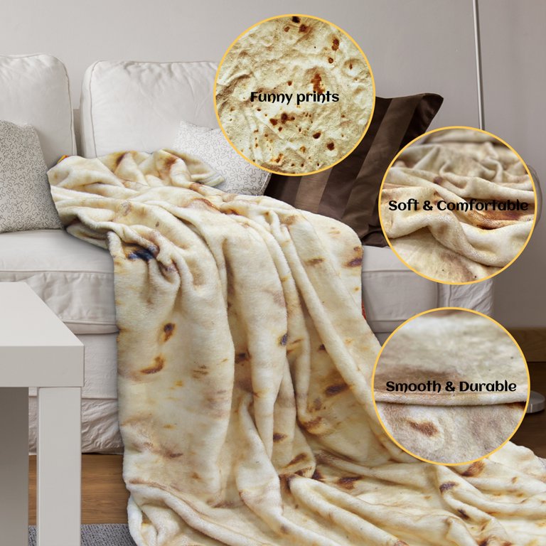 Tortilla Blanket Realistic Food Fleece Blanket Adult Size Kids