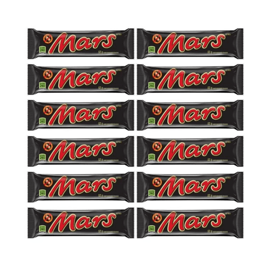 Mars Chocolate Candy Bar, 2.2 oz, Caramel, Nougat, Milk Chocolate (12 full size bars)
