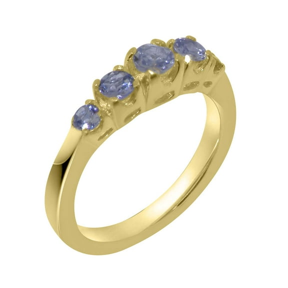 LBG British Made 10k Yellow Gold Natural Tanzanite Womens band Ring - 33 size options - Size 10