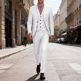 thumbnail image 6 of yuCgh Men's Slim Fit One-Button Three-Piece Suit Set, Formal Business Blazer, Vest, and Trousers for Wedding, Party, and Office Occasions,White S, 6 of 6