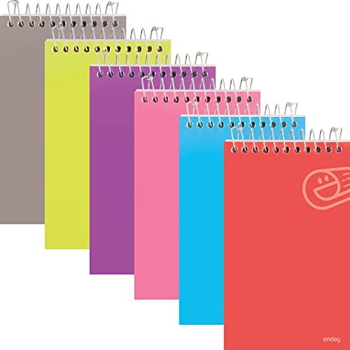 Cuaderno bolsillo, cuadernos pequeños espiral, bloc notas oficina casa, 75 hojas, 3x5 rosa, morado, verde, azul, rojo, gris (paquete 12) - Por Enday