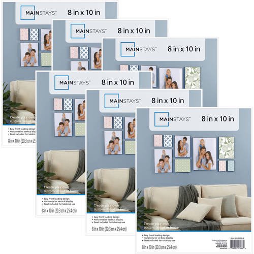 Mainstays 8" x 10" Format Picture Frame Set, White, Set of 6