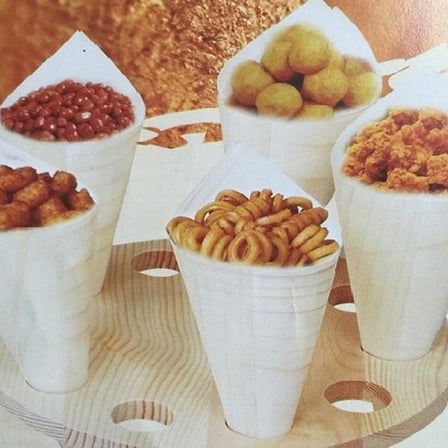 Masteelf 50pcs Disposable Ice Cream Cups Wooden Appetizer Cones for Party Foods Snacks Nibbles (15x6cm)