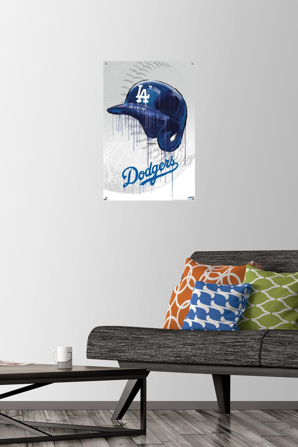 MLB Los Angeles Dodgers - Drip Helmet 20 Wall Poster with Push Pins, 14.725" x 22.375"